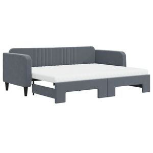 vidaXL Divano Letto Estraibile Materassi Grigio Scuro 90x200cm Velluto