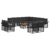 vidaXL Set di divani da esterno 14 pcs Nero e Grigio scuro Poliestere