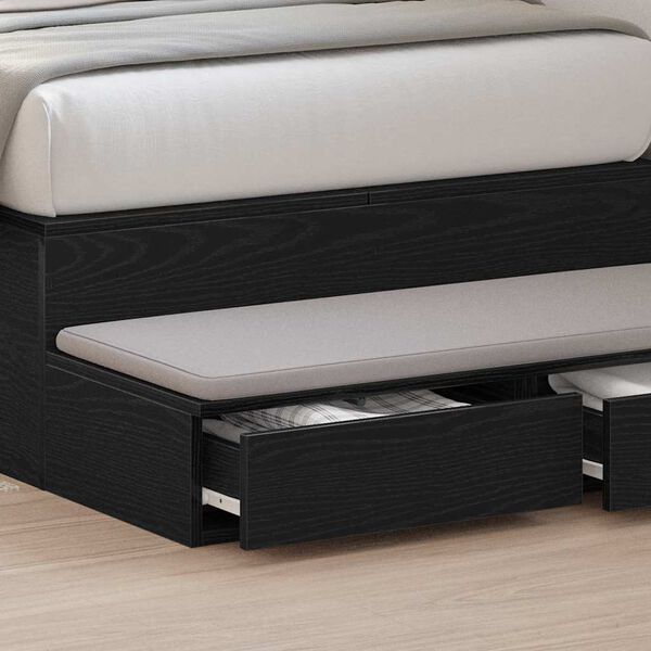 vidaXL Cassetti per letto con cassetto Rovere Nero 80 x 36,5 x 16,5 cm