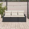vidaXL Set di divani con cuscino 3 pcs Nero polyrattan