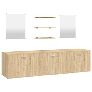 vidaXL Set Mobili da Bagno 6 pz Rovere in Legno Multistrato