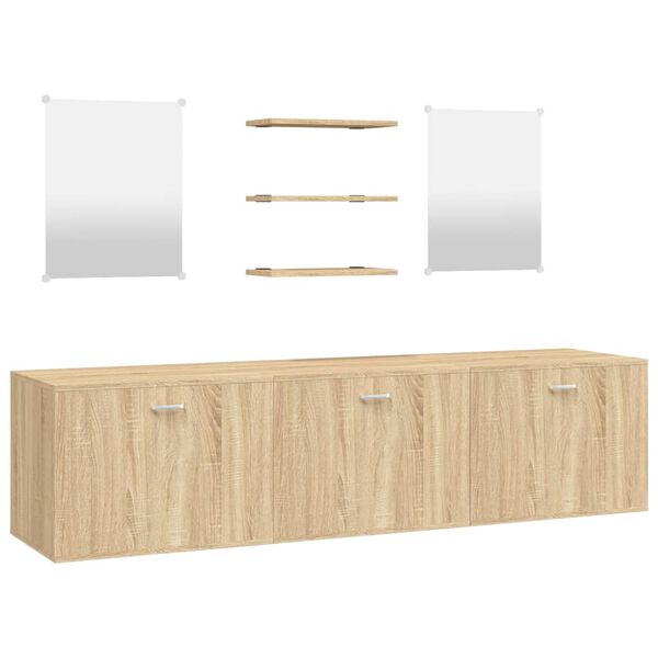 vidaXL Set Mobili da Bagno 6 pz Rovere in Legno Multistrato