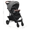 vidaXL Passeggino 3 in 1 Grigio Chiaro in Acciaio