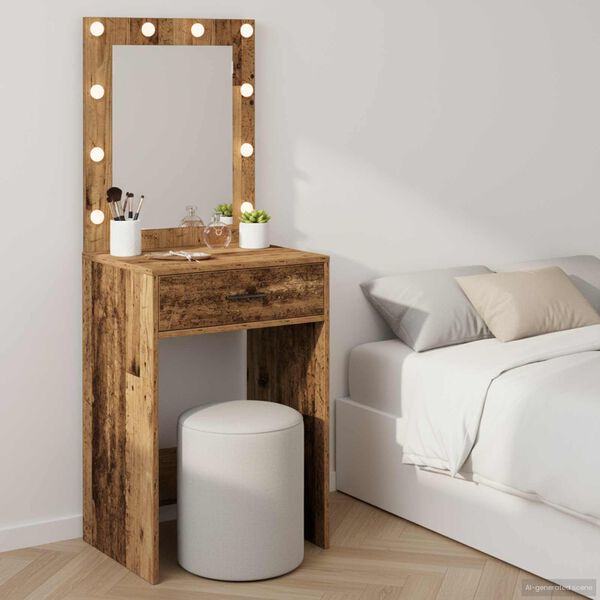 vidaXL Tavolo da trucco con cassetto Legno vecchio 50 x 41 x 135 cm