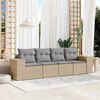 vidaXL Set Divano da Giardino 4 pz con Cuscini Beige in Polyrattan