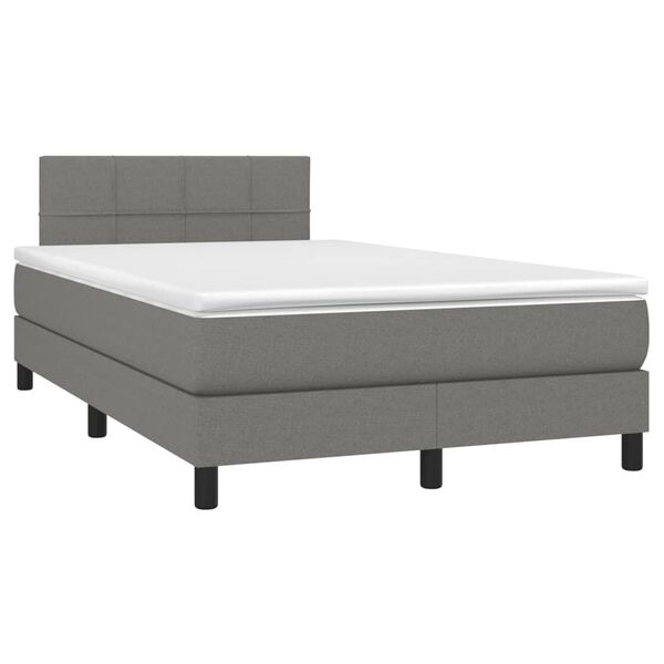 vidaXL Letto a Molle Materasso e LED Grigio Scuro 120x200cm in Tessuto
