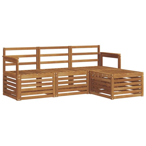 vidaXL Set divani 4 pcs Naturale Legno di Acacia Massello