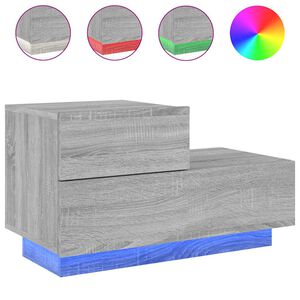 vidaXL Comodino con Luci LED Grigio Sonoma 70x36x40,5 cm
