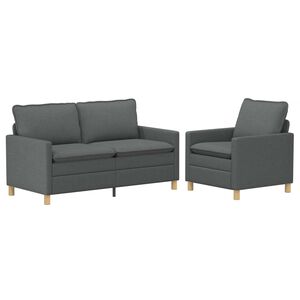 vidaXL Set di divani 2 pz Grigio Scuro Tessuto
