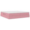vidaXL Letto con contenitore e materasso Rosa 200 x 200 cm Velluto