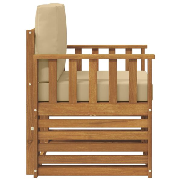 vidaXL Set di divani da esterno con cuscino Naturale 71 x 63 x 73 cm