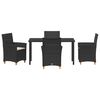 vidaXL Set da Pranzo per Giardino 5 pcs Nero polyrattan