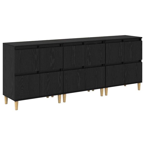 vidaXL Sideboards 3 pcs Rovere Nero 60 x 35 x 70 cm Legno multistrato