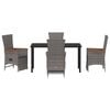 vidaXL Set da Pranzo per Giardino con cuscino 5 pcs Grigio polyrattan