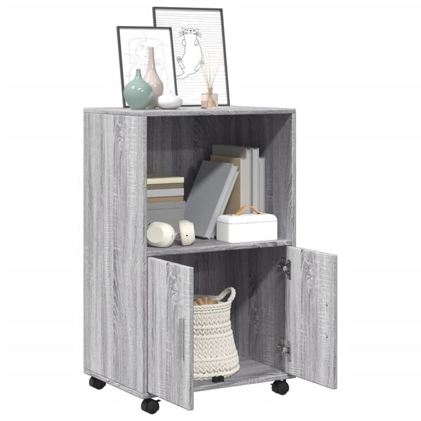 vidaXL Mobiletto con Ruote Grigio Sonoma 55x40x91cm in Truciolato