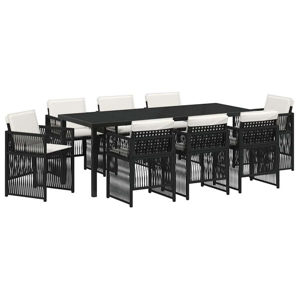vidaXL Set da Pranzo per Giardino 9 pcs Nero