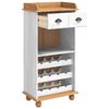 vidaXL Mobile per vino ASKIM Bianco con Top al Miele 57 x 37 x 114 cm