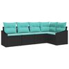 vidaXL Set di divani con cuscino 5 pcs Nero polyrattan