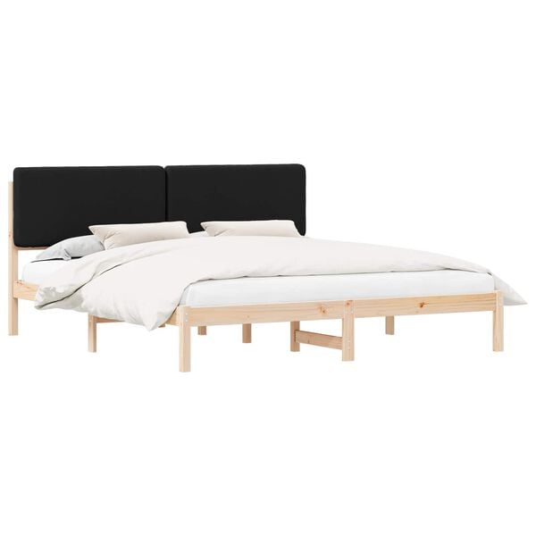 vidaXL Letto con Testiera Rivestita Nero 200 x 200 cm Pino massello