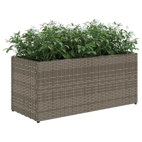 vidaXL Fioriere da Giardino con 2 Vasi Grigie 72x30x32 cm Polyrattan