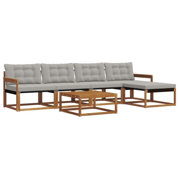 vidaXL Set di divani da esterno 6 pcs Grigio Naturale e Chiaro