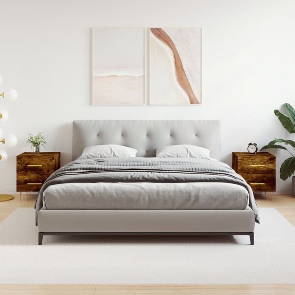 vidaXL Comodini 2 pz Rovere Fumo 40x35x47,5 cm in Legno Multistrato