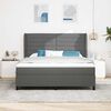 vidaXL Letto a molle con materasso Grigio scuro 180 x 200 cm Tessuto