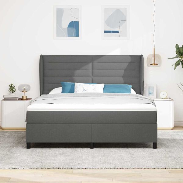 vidaXL Letto a molle con materasso Grigio scuro 180 x 200 cm Tessuto
