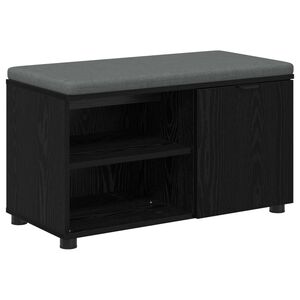vidaXL Panca per ingresso con cuscino Rovere Nero 80 x 38 x 46 cm