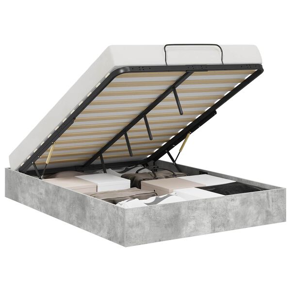 vidaXL Letto ottomano Grigio cemento 135 x 190 cm Legno multistrato