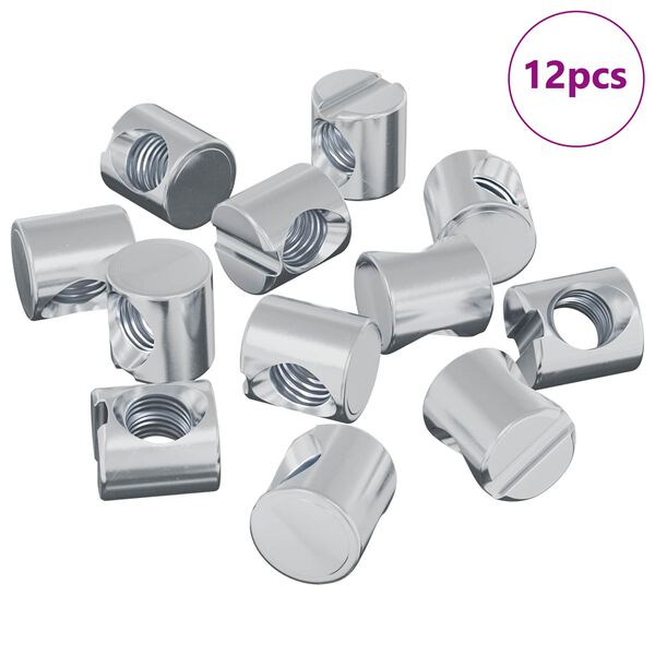 vidaXL Dadi a tamburo 12 pcs Argento M6 x 12 mm (Diametro Filo x H)