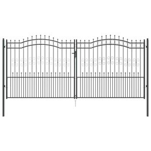 vidaXL Cancello con Punta a Lancia KAMPEN 404 x 175 cm Acciaio Grigio