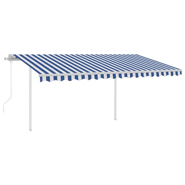 vidaXL Tenda da Sole Retrattile Automatica e Pali 4,5x3 m Blu e Bianca