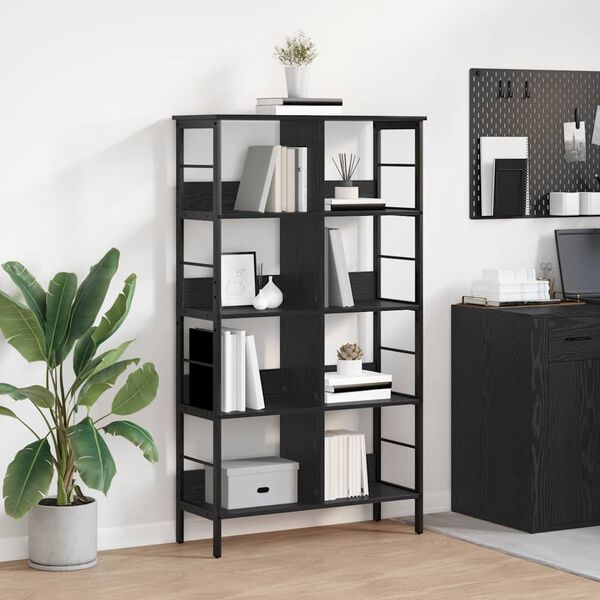vidaXL Libreria Rovere Nero 82 x 32 x 144,5 cm Legno multistrato