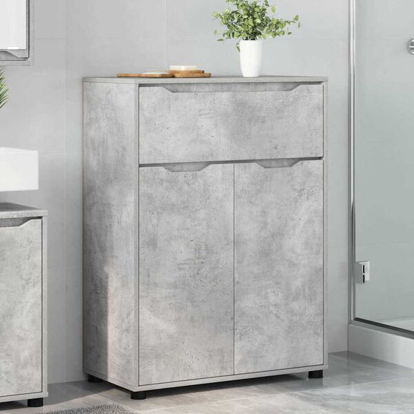 vidaXL Mobile da Bagno con porta Grigio cemento 72,5 x 36,5 x 100 cm