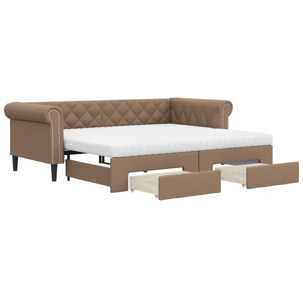 vidaXL Divano Letto Estraibile Cassetti Cappuccino 90x200cm Similpelle