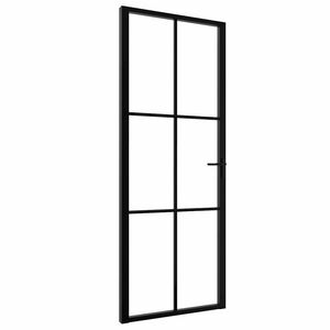 vidaXL Porta da Interno ESG Vetro e Alluminio 76x201,5 cm Nera
