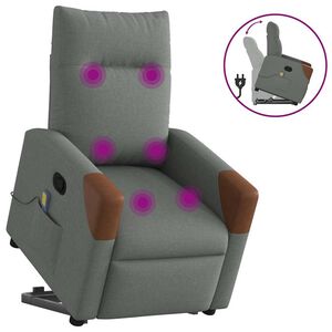 vidaXL Poltrona Alzapersona Massaggi Reclinabile Grigio Scuro Tessuto