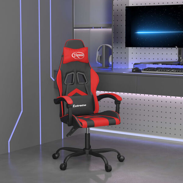 vidaXL Sedia da Gaming Girevole Nera e Rossa in Similpelle