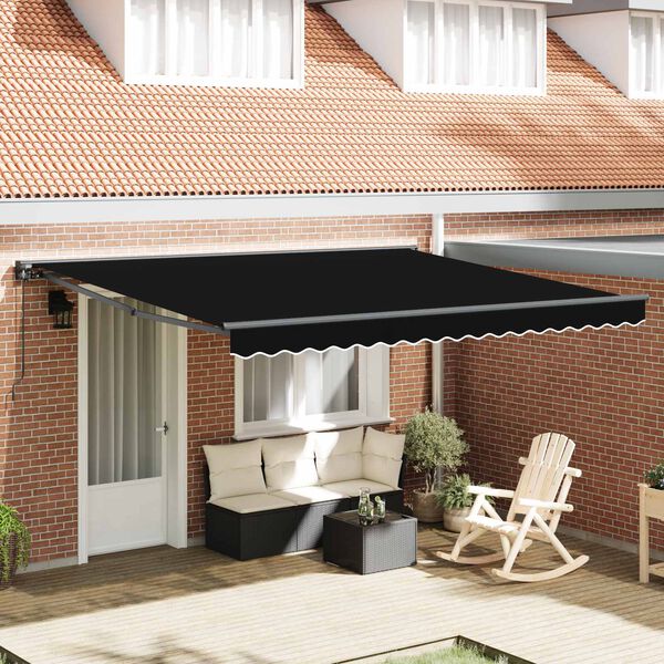 vidaXL Tenda Retrattile Nero 400 &times; 300 cm Alluminio e Tessuto
