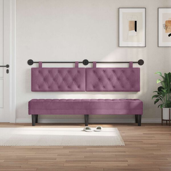 vidaXL Testata appesa Montaggio a parete Viola 190 x 55 x 7 cm Velluto