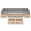 vidaXL Set Salotto Giardino 9 pz Cuscini Antracite Legno Massello Pino