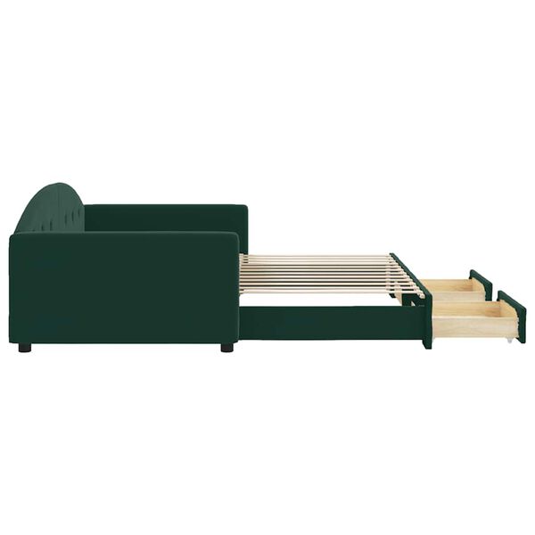 vidaXL Divano Letto Estraibile Cassetti Verde Scuro 100x200cm Velluto