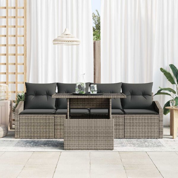 vidaXL Set Divano da Giardino 5 pcs Grigio Poly Rattan