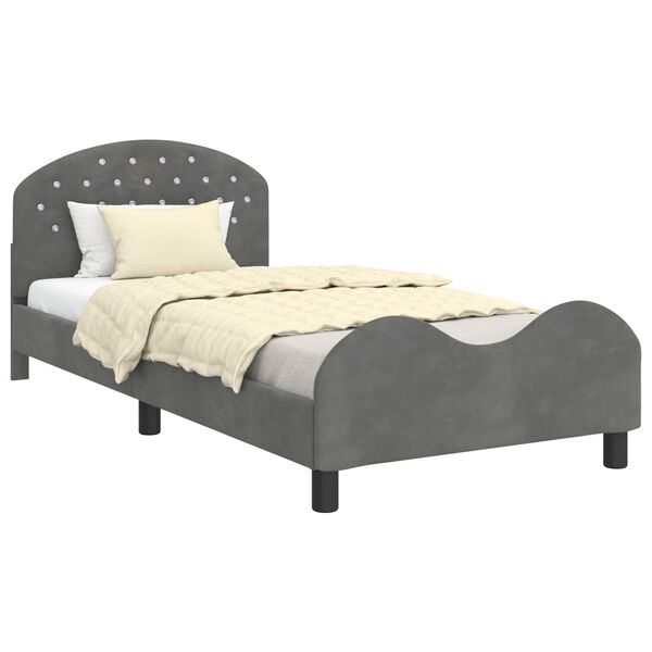 vidaXL Struttura letto bambini con testata Grigio scuro 90 x 200 cm