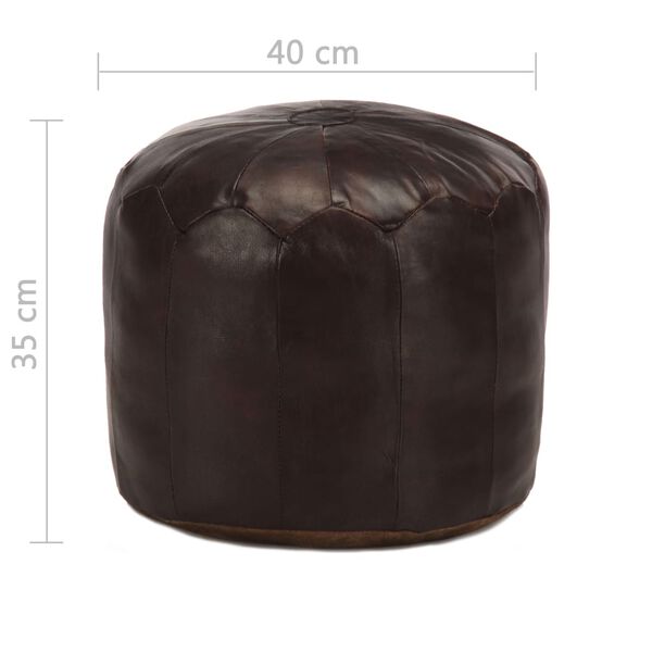 vidaXL Pouf Marrone Scuro 40x35 cm in Vera Pelle di Capra