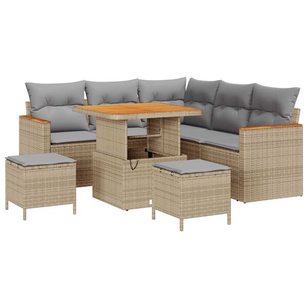vidaXL Set Divano da Giardino 8 pcs Beige polyrattan