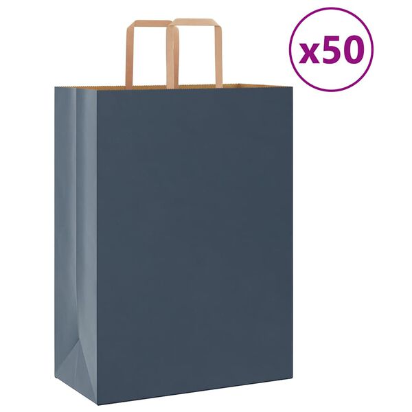 vidaXL Sacchetti di Carta 50 pz con Manici Blu 32x17x44 cm