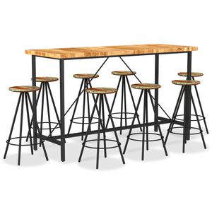 vidaXL Set da Bar 9 pz in Legno Massello di Acacia e Legno di Recupero