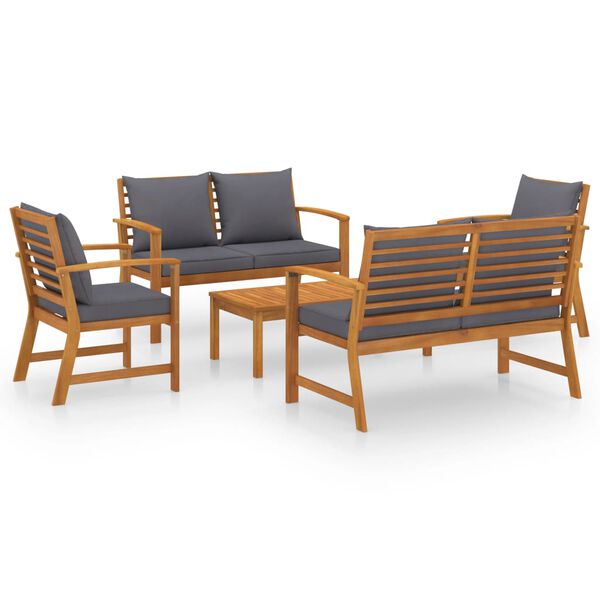 vidaXL Set Divani da Giardino 5 pz con Cuscini in Legno Acacia